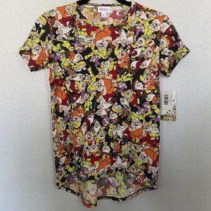 NEW Lularoe Gracie Girls Disney Snow White Dopey Dwarfs Blouse Sz 10 Oversize